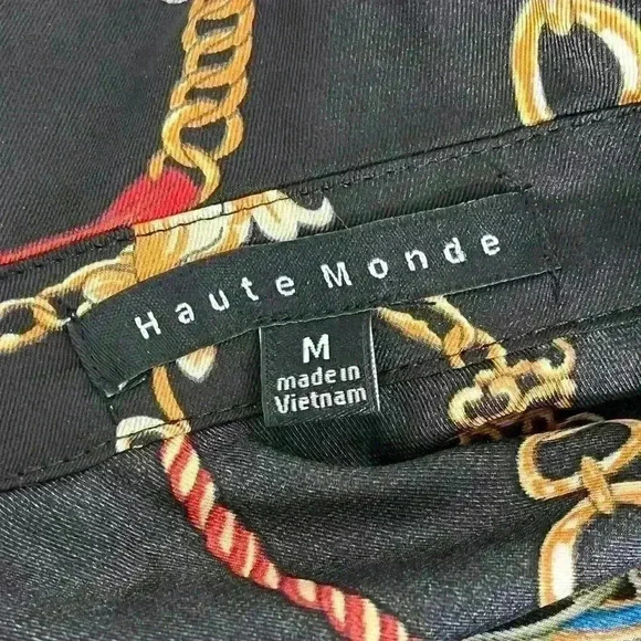 Haute Monde Chain Print Button Down Blouse Size Medium - Picture 8 of 10